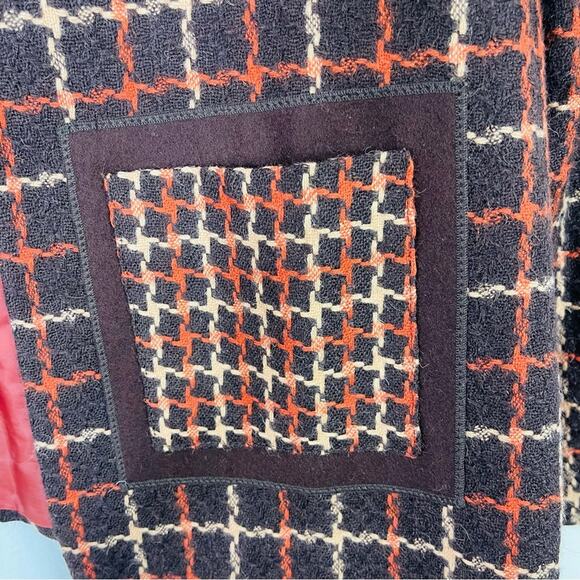Vintage brown orange wool tweed plaid preppy academia office blazer jacket 10 - Picture 5 of 6
